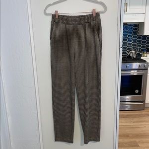 A new day Ankle Pants Tapered with Elastic  Waist Brown houndstooth | XS